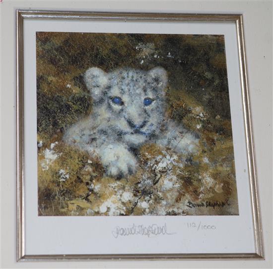Four limited edition signed prints by David Shepherd overall 14 x 12cm